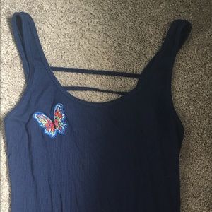 Blue pink patches snap bodysuit
